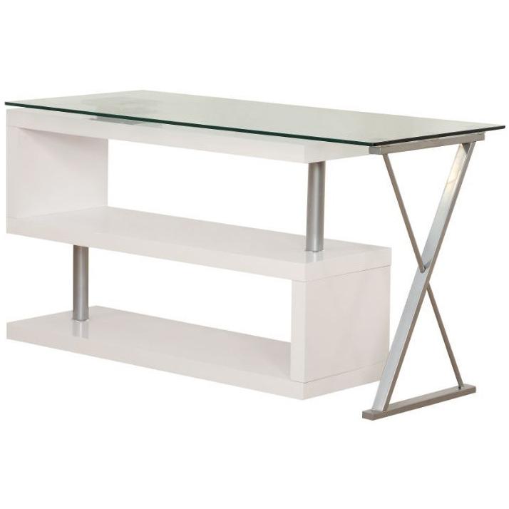 Acme Furniture Buck 92368 Desk - White High Gloss & Clear Glass IMAGE 1