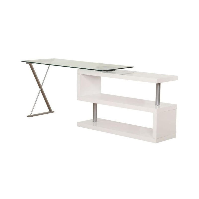 Acme Furniture Buck 92368 Desk - White High Gloss & Clear Glass IMAGE 2