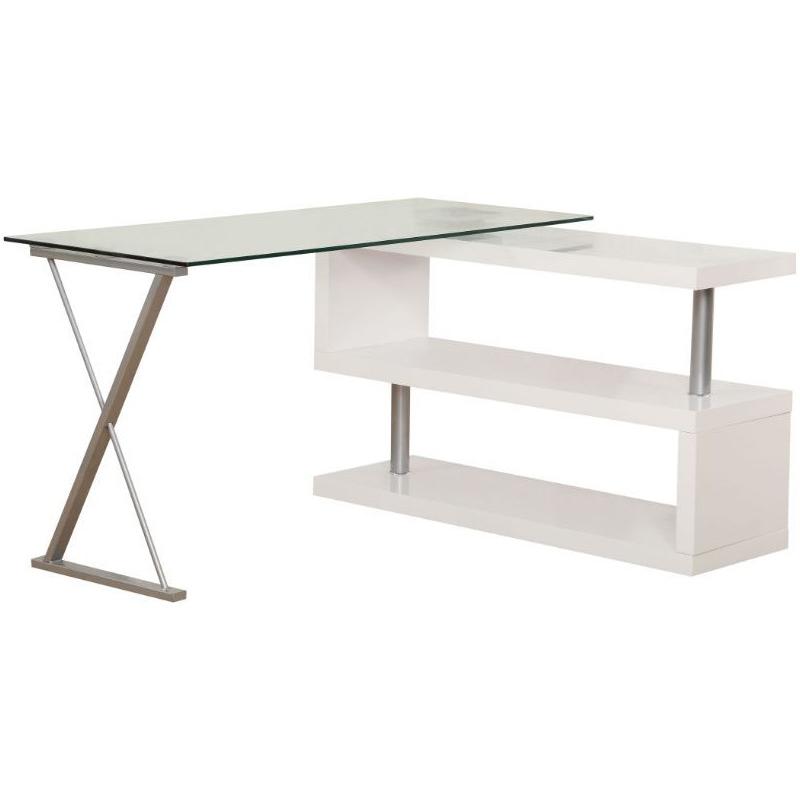Acme Furniture Buck 92368 Desk - White High Gloss & Clear Glass IMAGE 3