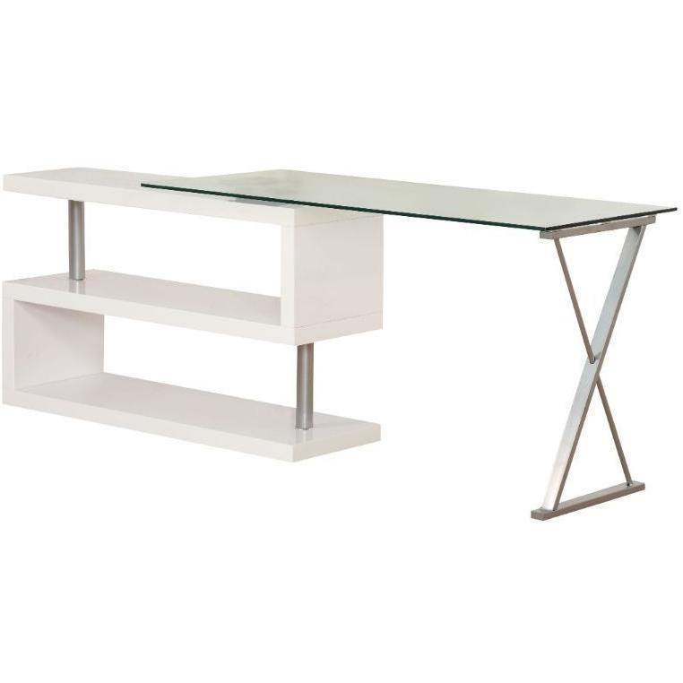 Acme Furniture Buck 92368 Desk - White High Gloss & Clear Glass IMAGE 4