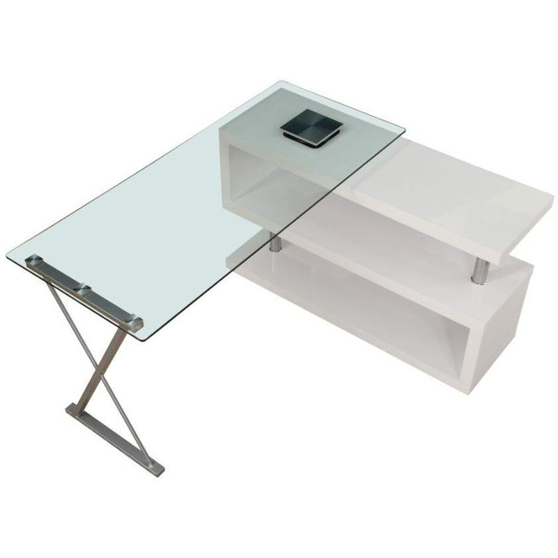 Acme Furniture Buck 92368 Desk - White High Gloss & Clear Glass IMAGE 5