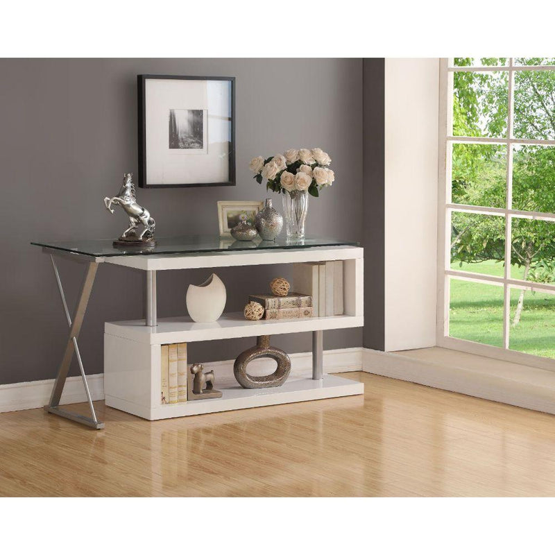 Acme Furniture Buck 92368 Desk - White High Gloss & Clear Glass IMAGE 6
