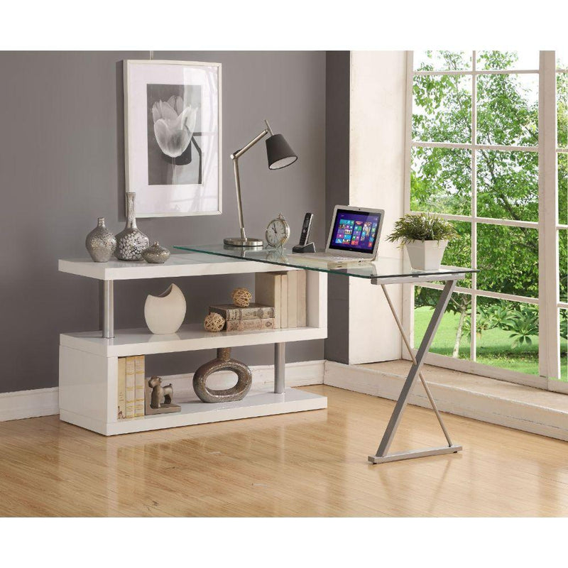 Acme Furniture Buck 92368 Desk - White High Gloss & Clear Glass IMAGE 7