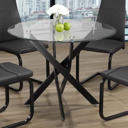 Titus Furniture Round Dining Table with Glass Top and Pedestal Base T3461-T IMAGE 1