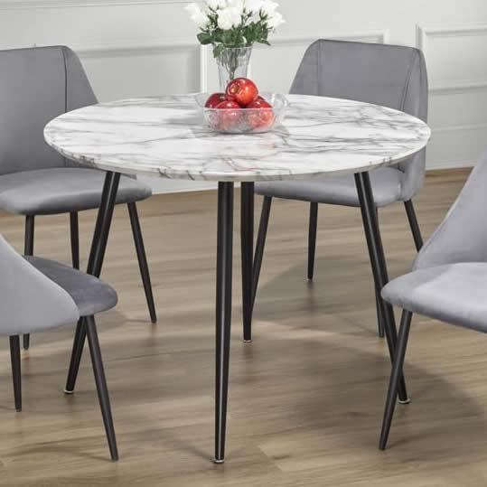 Titus Furniture Round Dining Table with Faux Marble Top T3485-T IMAGE 1