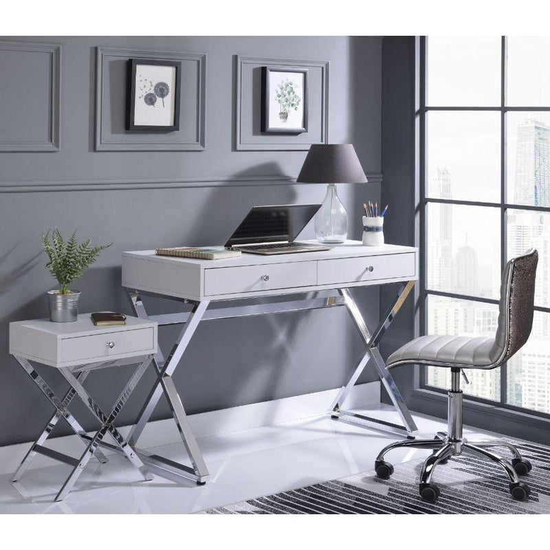 Acme Furniture Coleen 92610 Desk - White & Chrome IMAGE 1