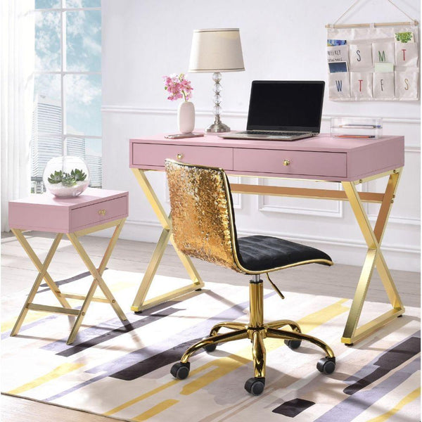Acme Furniture Coleen 92612 Desk - Pink & Gold IMAGE 1