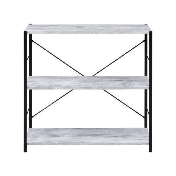 Acme Furniture Tesadea 92771 Bookshelf - Weathered White & Black IMAGE 2