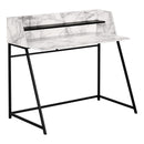 Monarch I 7549 Computer Desk - White Marble-Look/Black Metal IMAGE 1