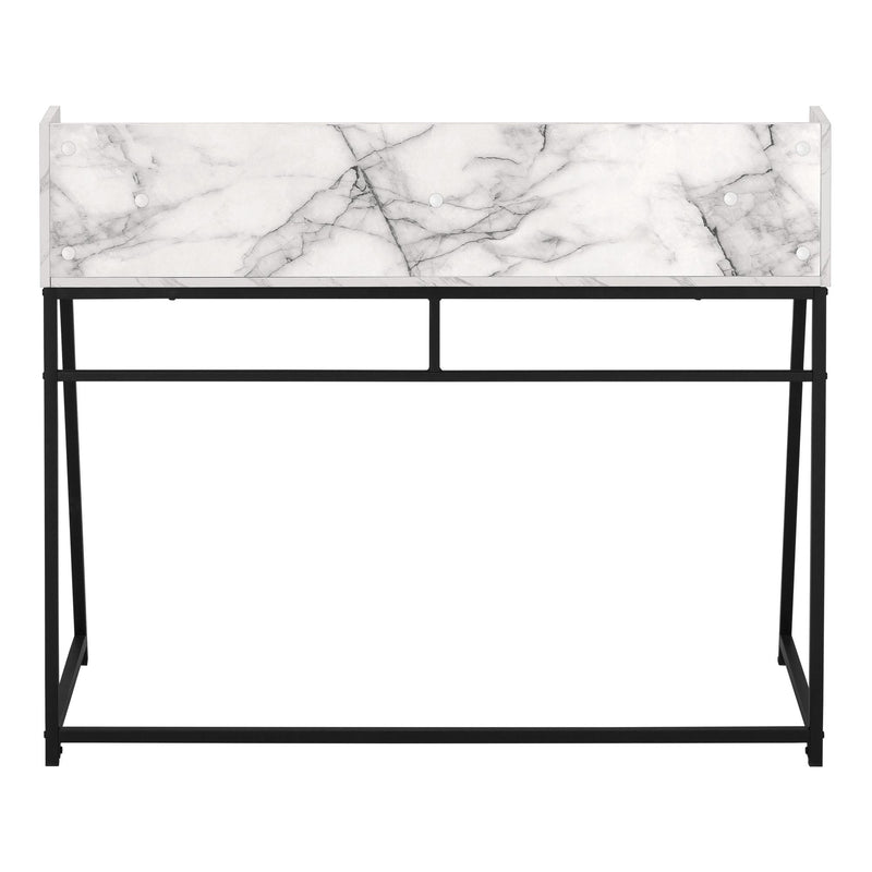 Monarch I 7549 Computer Desk - White Marble-Look/Black Metal IMAGE 4