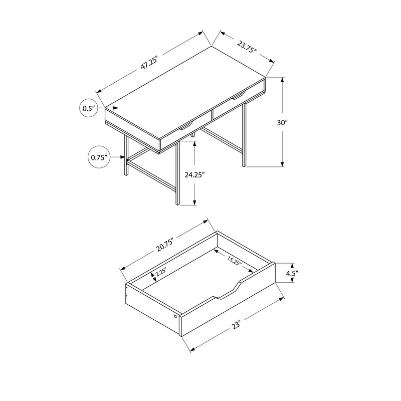 Monarch I 7553 Computer Desk - Grey/Black Metal IMAGE 11