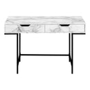 Monarch I 7558 Computer Desk - White Marble-Look/Black Metal IMAGE 2