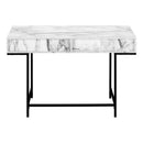 Monarch I 7558 Computer Desk - White Marble-Look/Black Metal IMAGE 4