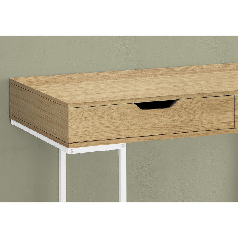 Monarch I 7569 Computer Desk - Natural/White Metal IMAGE 3