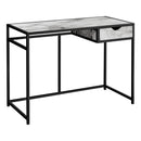 Monarch I 7571 Computer Desk - White Marble-Look/Black Metal IMAGE 1