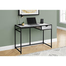 Monarch I 7571 Computer Desk - White Marble-Look/Black Metal IMAGE 2
