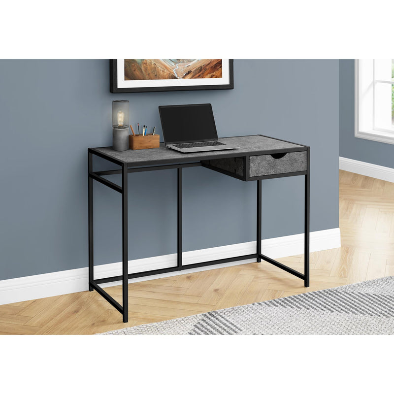 Monarch I 7573 Computer Desk - Grey Stone-Look/Black Metal IMAGE 2
