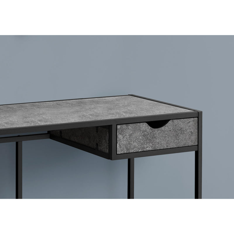 Monarch I 7573 Computer Desk - Grey Stone-Look/Black Metal IMAGE 3