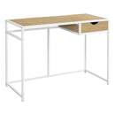 Monarch I 7575 Computer Desk - Natural/White Metal IMAGE 1