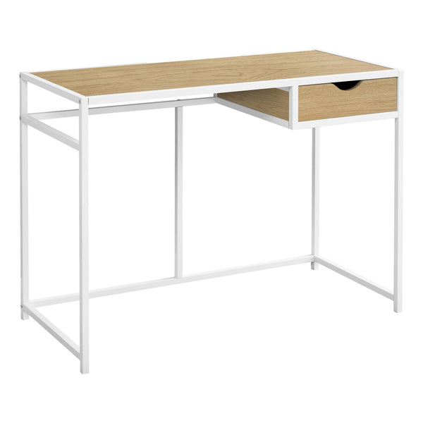 Monarch I 7575 Computer Desk - Natural/White Metal IMAGE 1