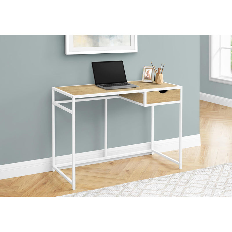 Monarch I 7575 Computer Desk - Natural/White Metal IMAGE 2