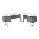 Monarch I 7618 Computer Desk - White/Concrete-Look/Silver Metal IMAGE 1