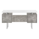 Monarch I 7633 Computer Desk - White/Grey Concrete/Silver Metal IMAGE 4
