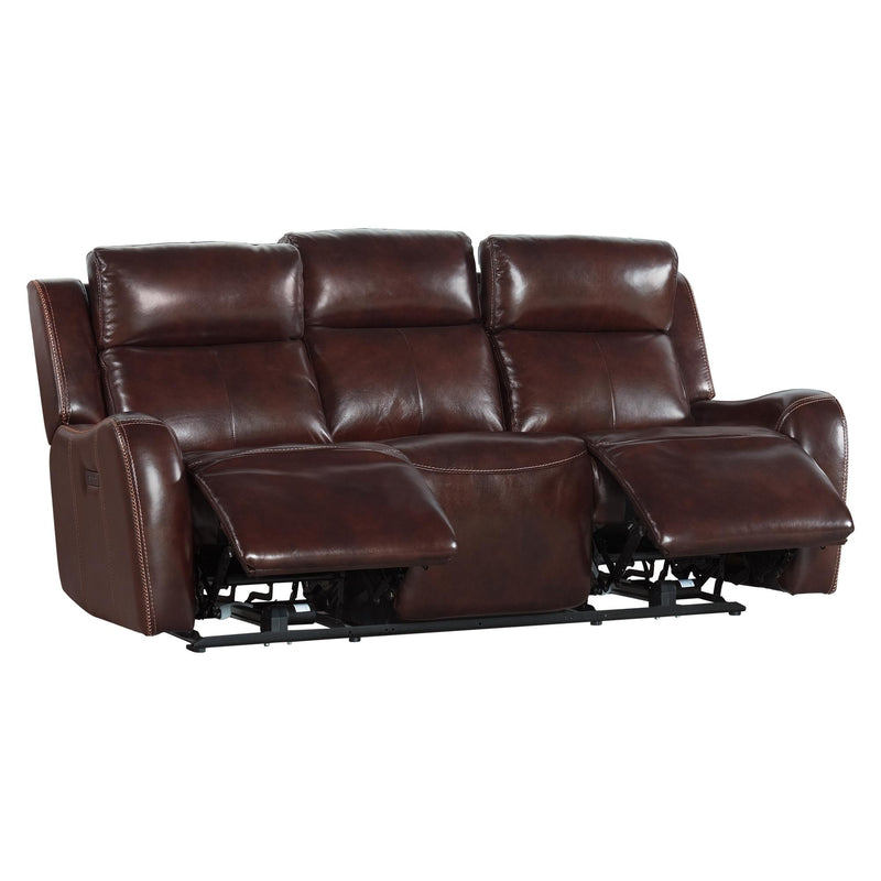 Intercon Furniture Wainwright Power Reclining Leather Look Sofa WW-SF-387DPR-RBN-C IMAGE 3