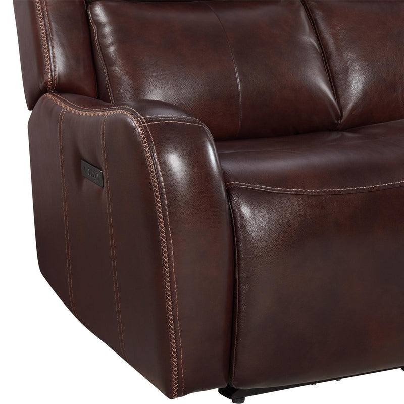 Intercon Furniture Wainwright Power Reclining Leather Look Sofa WW-SF-387DPR-RBN-C IMAGE 4