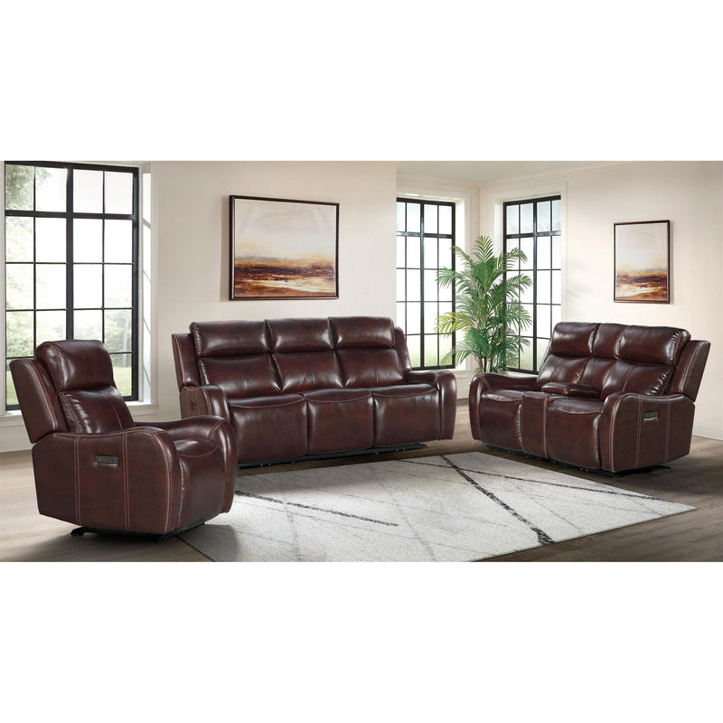 Intercon Furniture Wainwright Power Reclining Leather Look Sofa WW-SF-387DPR-RBN-C IMAGE 5