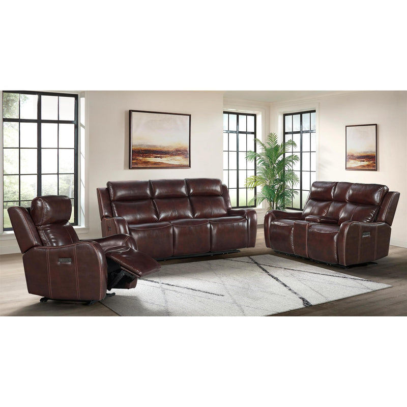 Intercon Furniture Wainwright Power Reclining Leather Look Sofa WW-SF-387DPR-RBN-C IMAGE 6