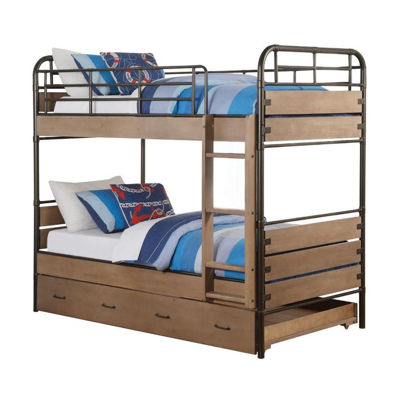 Acme Furniture Adam 37760 Twin Over Twin Bunk Bed With Trundle IMAGE 1