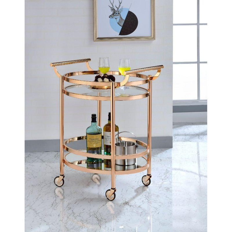 Acme Furniture Lakelyn 98192 Serving Cart - Rose Gold IMAGE 3