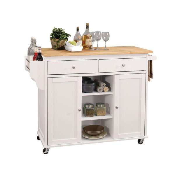 Acme Furniture Tullarick 98305 Kitchen Cart - White and Natural IMAGE 1