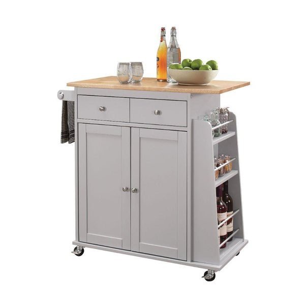 Acme Furniture Tullarick 98310 Kitchen Cart - Grey and Natural IMAGE 1