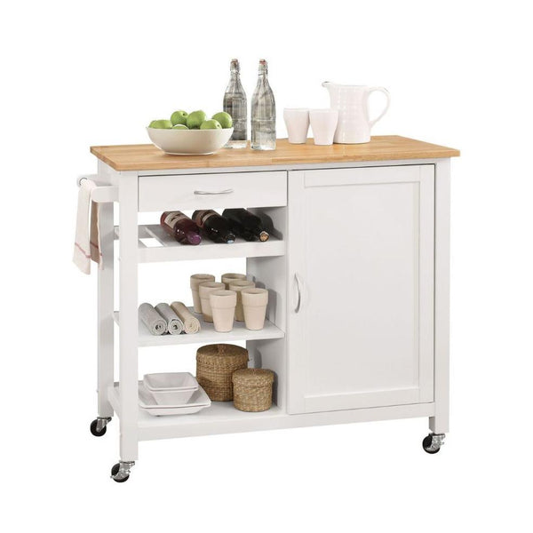 Acme Furniture Ottawa 98315 Kitchen Cart - White & Natural IMAGE 1