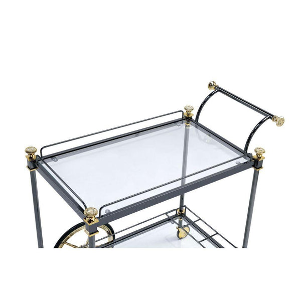 Acme Furniture Cyrus 98370 Serving Cart - Black & Gold IMAGE 1