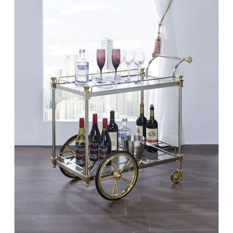 Acme Furniture Cyrus 98372 Serving Cart - Silver & Gold IMAGE 2