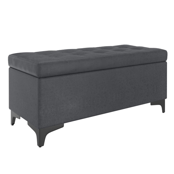 !nspire Flint Leather Look Storage Ottoman 402-682CH IMAGE 1