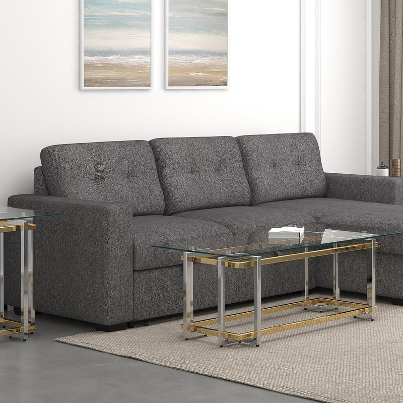 !nspire Florina 301-561REC Coffee Table - Silver and Gold IMAGE 2