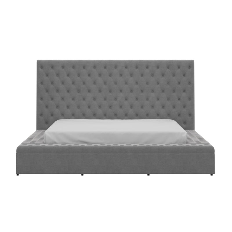 !nspire Adonis King Upholstered Platform Bed with Storage 101-291K-GY IMAGE 2