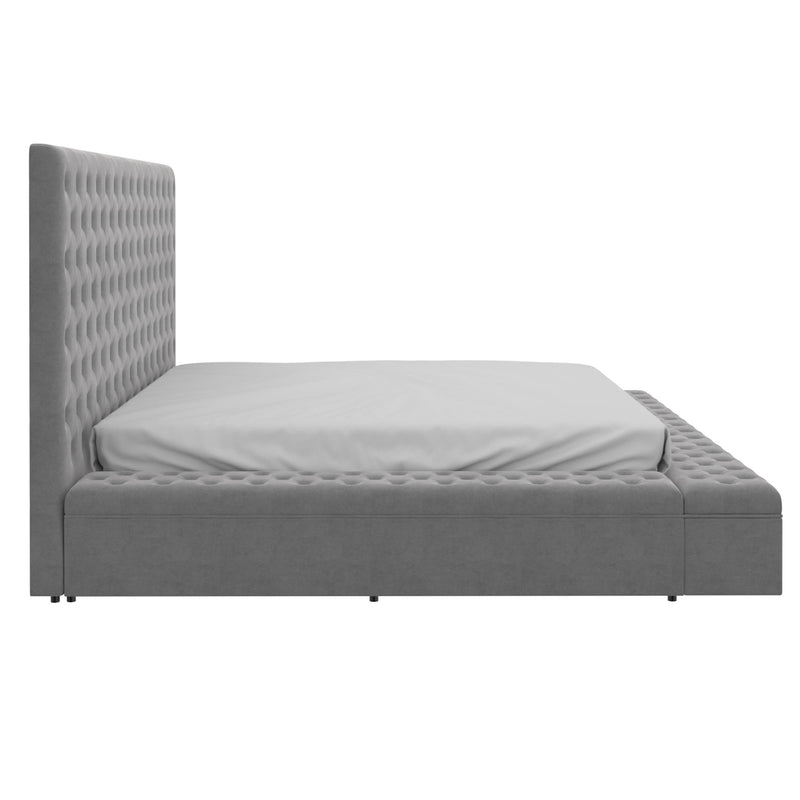 !nspire Adonis King Upholstered Platform Bed with Storage 101-291K-GY IMAGE 3