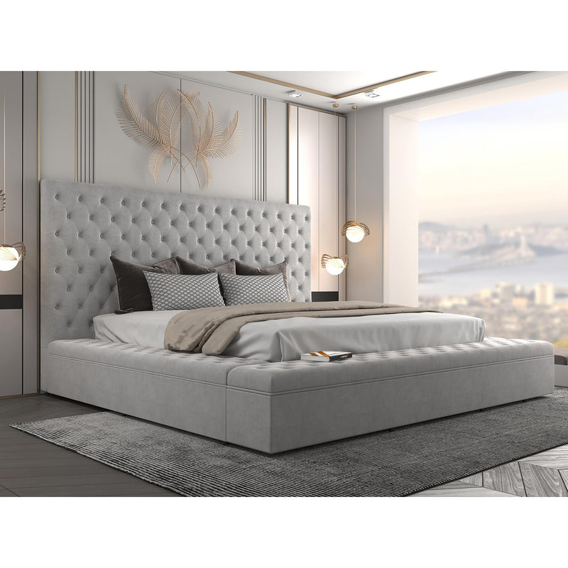!nspire Adonis King Upholstered Platform Bed with Storage 101-291K-GY IMAGE 7