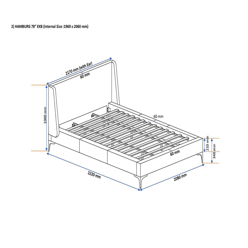 !nspire Hamburg King Upholstered Platform Bed 101-575K-GRY IMAGE 8