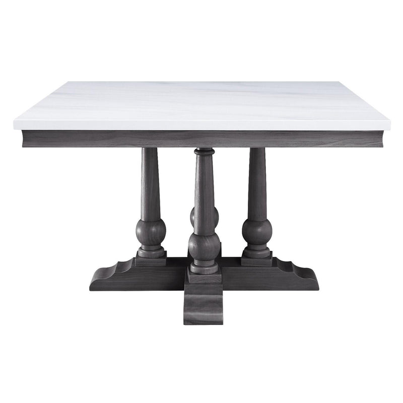 Acme Furniture Square Yabeina Dining Table with Faux Marble Top and Trestle Base 73270 IMAGE 2