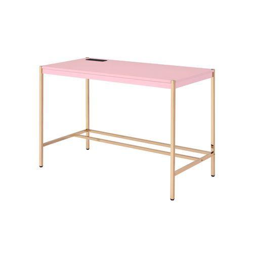 Acme Furniture Midriaks OF00024 Writing Desk - Pink & Gold Finish IMAGE 1