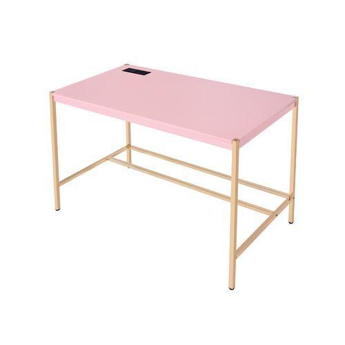 Acme Furniture Midriaks OF00024 Writing Desk - Pink & Gold Finish IMAGE 3