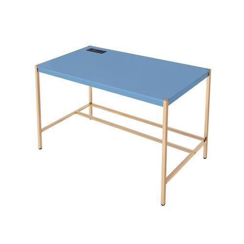 Acme Furniture Midriaks OF00022 Writing Desk - Navy Blue & Gold Finish IMAGE 3