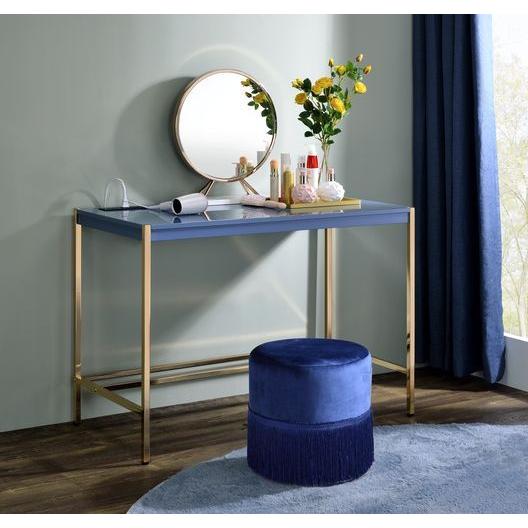 Acme Furniture Midriaks OF00022 Writing Desk - Navy Blue & Gold Finish IMAGE 5