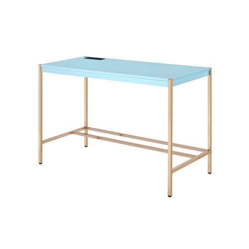 Acme Furniture Midriaks OF00023 Writing Desk - Baby Blue & Gold Finish IMAGE 1